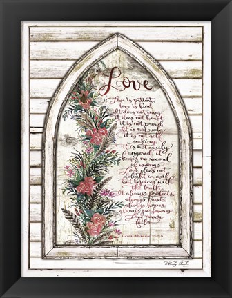 Framed Love is Patient Arch with Flowers Print