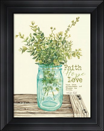 Framed Faith, Hope, Love and Eucalyptus Print
