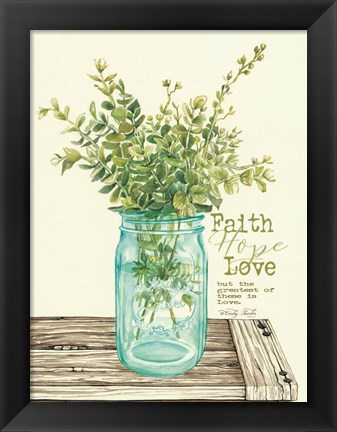 Framed Faith, Hope, Love and Eucalyptus Print