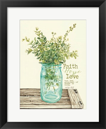 Framed Faith, Hope, Love and Eucalyptus Print