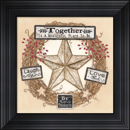 Framed Barn Star Wreath Print