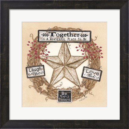 Framed Barn Star Wreath Print