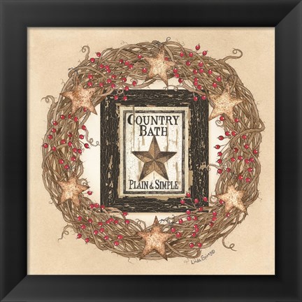 Framed Country Bath Wreath Print