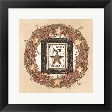 Framed Country Bath Wreath Print