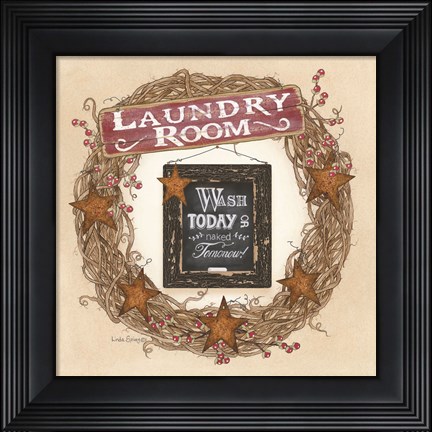 Framed Laundry Room Wreath Print