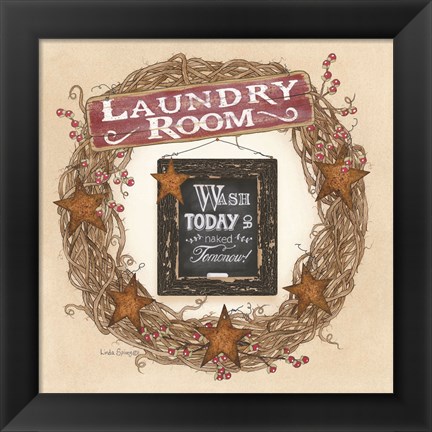 Framed Laundry Room Wreath Print