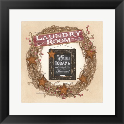 Framed Laundry Room Wreath Print