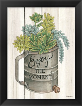 Framed Enjoy the Moment Succulents Print