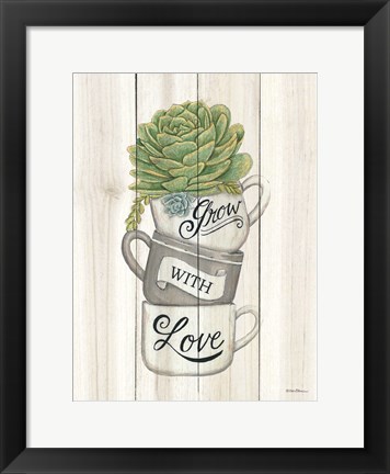 Framed Grow with Love Succulents Print