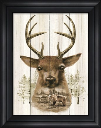 Framed Deer Wilderness Portrait Print