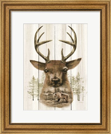 Framed Deer Wilderness Portrait Print