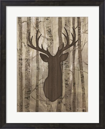 Framed Deer in Trees Print