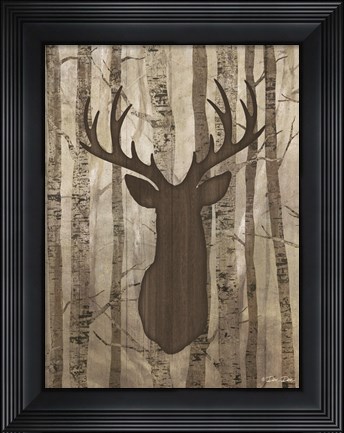 Framed Deer in Trees Print