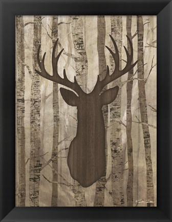 Framed Deer in Trees Print