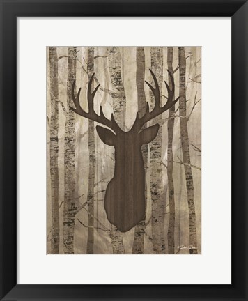 Framed Deer in Trees Print