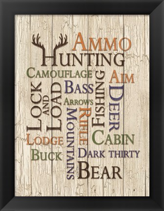 Framed Hunting Words Print