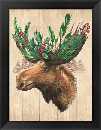 Framed Holiday Moose Print