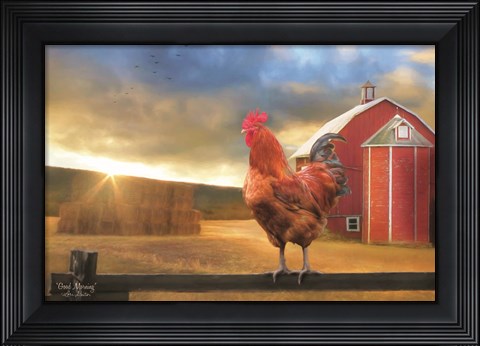 Framed Good Morning Rooster Print