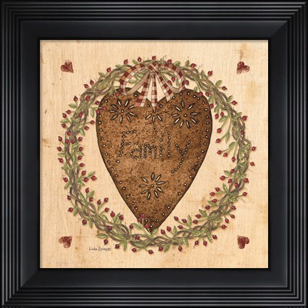 Framed Punched Tin Heart on Wreath Print