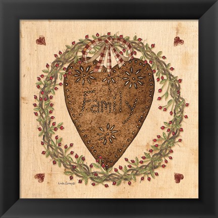 Framed Punched Tin Heart on Wreath Print