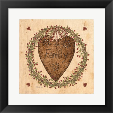 Framed Punched Tin Heart on Wreath Print