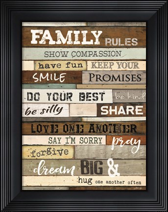 Framed Family Rules Print