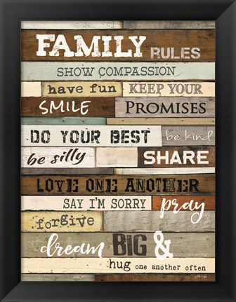 Framed Family Rules Print