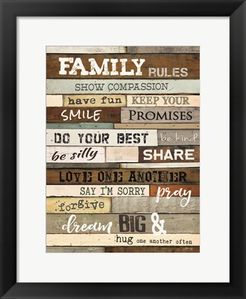 Framed Family Rules Print