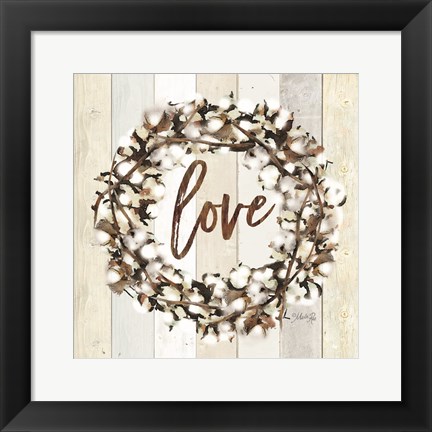 Framed Love Cotton Wreath Print