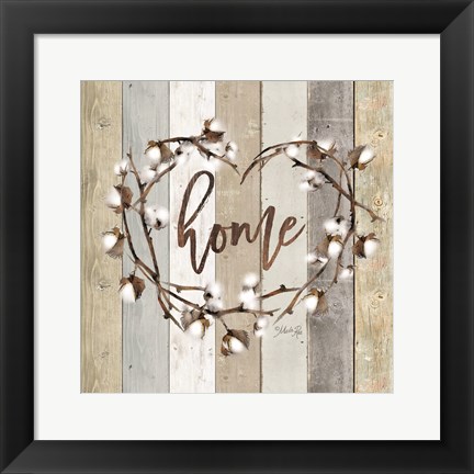 Framed Home Cotton Wreath Print