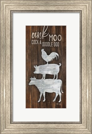 Framed Metal Farm Animal Stack Print