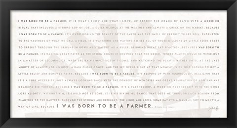 Framed Simple Born to be a Farmer Print