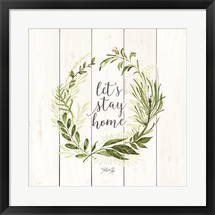 Framed Let&#39;s Stay Home Wreath Print