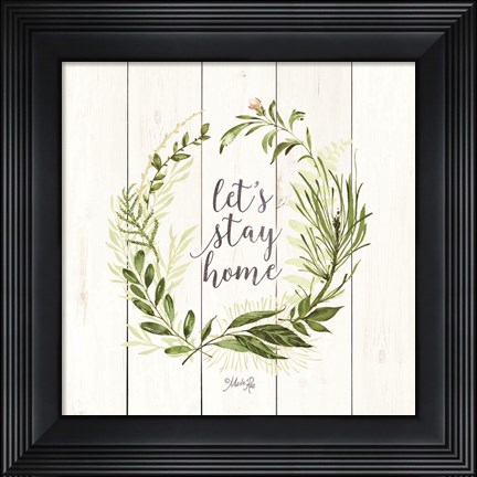 Framed Let&#39;s Stay Home Wreath Print