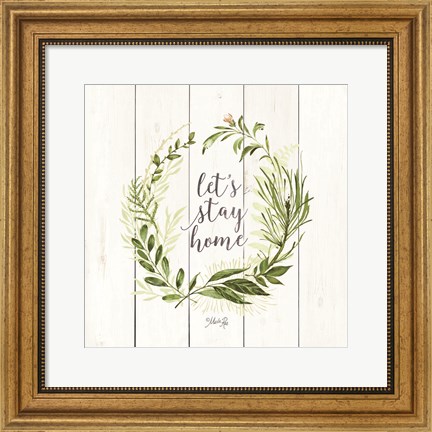Framed Let&#39;s Stay Home Wreath Print