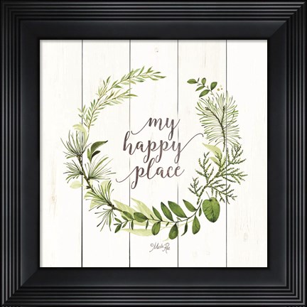 Framed My Happy Place Wreath Print
