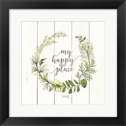 Framed My Happy Place Wreath Print