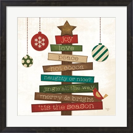 Framed Christmas Tree Sentiments Print