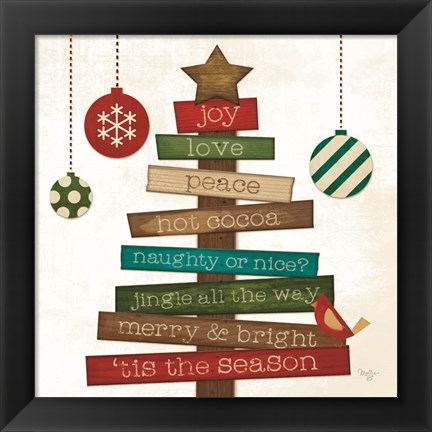Framed Christmas Tree Sentiments Print