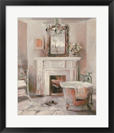 Framed French Bath IV Gray and Blush Print