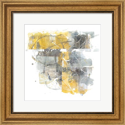 Framed Moving in and Out of Traffic II Yellow Grey Print