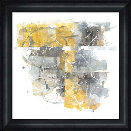 Framed Moving in and Out of Traffic II Yellow Grey Print