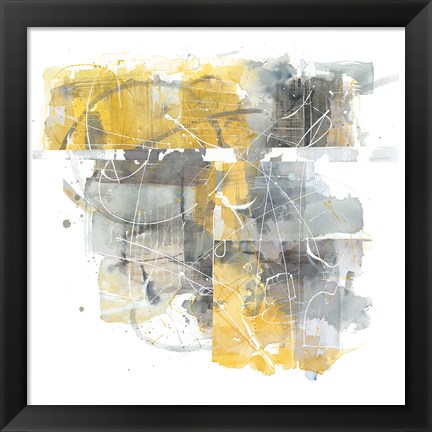 Framed Moving in and Out of Traffic II Yellow Grey Print