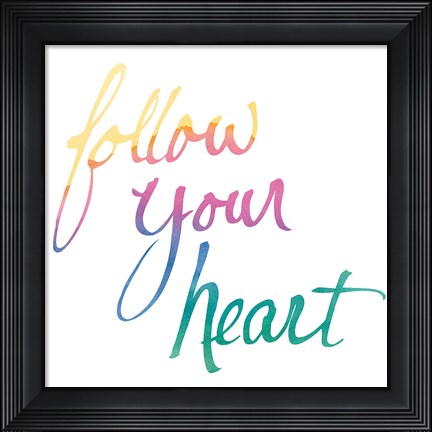 Framed Colorburst II Heart White Sq Print