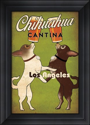 Framed Double Chihuahua Los Angeles Print