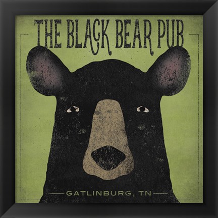 Framed Black Bear Pub Print