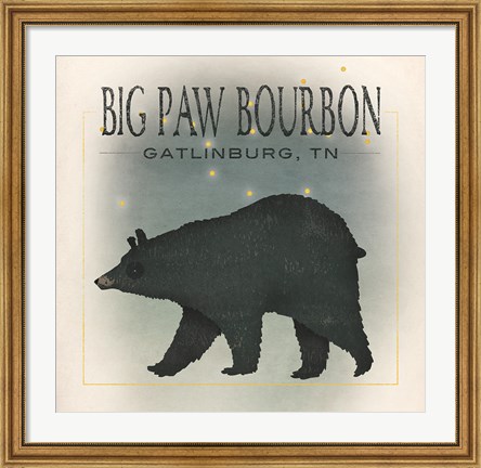 Framed Ursa Major Big Paw Bourbon Print