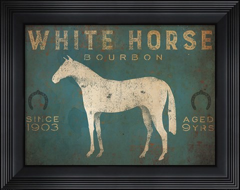 Framed White Horse No Kentucky Print