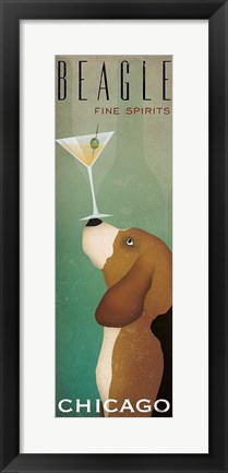 Framed Beagle Martini v2 Print