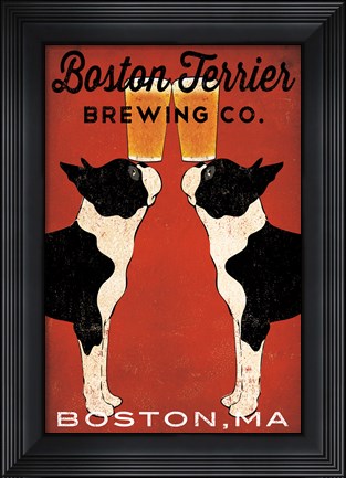 Framed Boston Terrier Brewing Co Boston Print